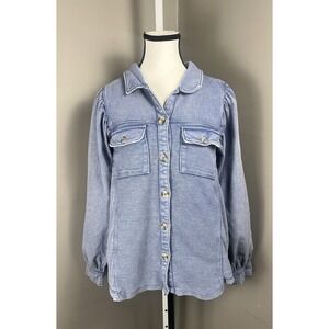 Pilcro by Anthropologie Chambray/ Denim Utility Button Up Shirt Cotton Jacket S